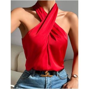 Vibrant Red halter Tank top